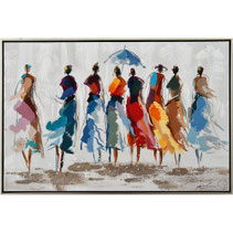 toile tableau peinture impression decoration intérieure personnage femme pluie moderne tendance desgin pop classique idée cadeau anniversaire noel christmas promo black friday soldes groupe jupe dos