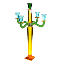 bougie bougeoir chandelier chandelles eclairage deco moderne tendance design colore jaune vert nouveau idee cadeau noel anniversaire reception jolie table promo solde chic luxe orange haut cinq bougie 