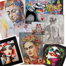 tableau toile peinture decoration idee cadeau anniversaire mariage paques noel tendance design moderne classique promo soldes blackfriday luxe chic couleurs femme homme clown nu bansky frida khalo