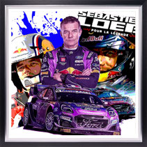 Impression toile tableau plexi cadre encadrement decoration auto sport automobile course cote LOEB sport championnat rallyes idee cadeau anniversaire noel paque mariage fan homme femme peugeot ford castrol