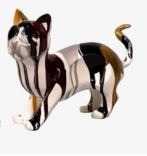 statue statuette chat couleur or argent noir couche decoration idee cadeau anniversaire paques noel homme femme fantaisie sculpture chat minou minet pop art trach design moderne tendance contemporain classique