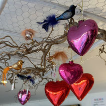 Coeur oiseaux plume verre suspension suspendre accroche decoration noel saint valebtin paques idee cadeau mariage amour solde promo petits prix rouge rose mauve strass bleu orange moderne tendance printemps hiver 