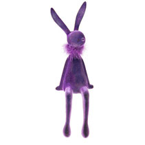 lapin floqué velour orange jaune wernervoss  magenta decoration paque idee cadeau noel anniversaire naissance homme femme  couleur fantaisie rafinement jolie table oeuf chocolat noeud gourmandise poule luxe chix promo solde assis etagère boa plumes