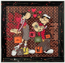 impression dessin anime personnage popeye olive luxe monogramme louis vuiton hermles chanel amour love gucci rolex decoration interieur tableau cadre encadrement idee cadeau anniversaire mariage femme homme moderne fantaisie tendance promo soldes noel 