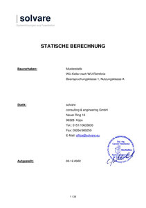Musterstatik - WU-Keller nach WU-Richtlinie AWP Macro Tech Kunststofffasern - solvare
