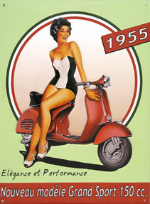 Pub Vespa avec pin-up 1955
