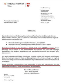 Mitteilung BD Wien (Faksimile)