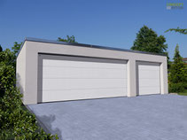 Garage mit Carport auf Stahlstützen