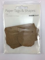 Papier Etiketten braun versch. Formen