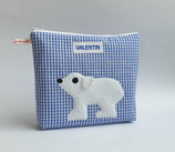 Kulturbeutel Windeltasche Eisbär für Kinder mit eigenem Namen personalisiert