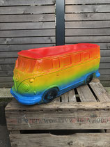 RIJ049RB Bus Gartenfigur in Regenbogenfarben