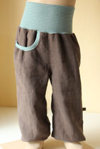 Leinenhose stone wash braun/ schattengrüne Ringel