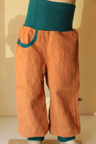 Leinenhose stone wash zimt/ petrol