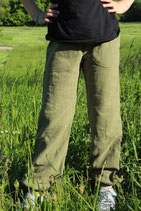 Leinenhose stone wash oliv/ oliv