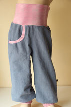 Leinenhose stone wash blau/ rosa Ringel
