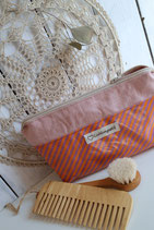 Necessaire klein orange-flieder gestreift und rosa üni