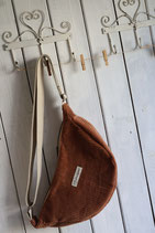 Mond-Bauchtasche, Cord peach & innen Blumenmuster