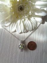 Kette silber "Pfote" mit nachtleuchtender grüner Perle  K - 0264