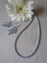 Kette,  Ohrbrisuren hellblau facettiert silber S - 0172