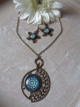 Schmuckset bronze "Mandala" blau  S - 0309