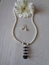 Schmuckset Schwarz-weiß Anhänger S - 0361