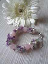 Armband Edelsteine Rosa/Lila/Weiß  AR - 0257