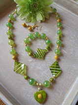 Schmuckset Olivgrün/Gold   S - 0304