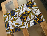 Double-set fond blanc fleurs jaunes cercles marine