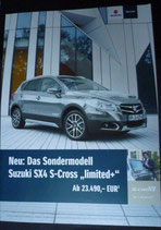 Suzuki Sondermodell Flyer 2016  SX4 S-Cross limited +  - Sondermodell limplus  Verkaufsflyer  A4