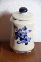 Dose blau cremeweiß mit Blumenmotiv