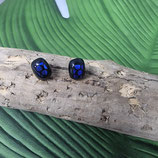 Boucles d'oreilles verre dichroïque bleu poids noirs