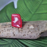 Bague verre rouge et poudre argent