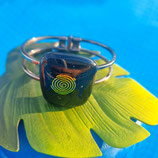 Bracelet en verre noir et dichroïque doré spirale