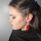 Boucles d'oreilles pendantes verre rouge