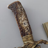 Hirschfänger Ende 19. Jahrhundert, geschnitzte Griffhülse aus Horn