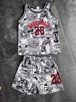 Basketball Trikot, Hellblau mit Comics druck Gr. 116 (6Y), (47)