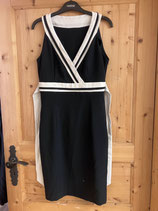Zeitlos elegantes schwarzes Kleid, akzentuiert durch edle weisse Linien, Gr. 42/44 (23)