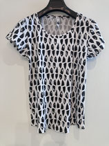 Damen T-Shirt, Schwarz/Weiss, Gr. S (65)