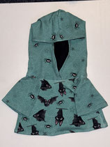 L: Kapuzenpullover Grün mit Fledermäusen und kleinen Spinnen