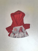 XS: Kapuzenpullover Weiß-Rot "Wichtel"