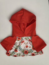 BB: Kapuzenpullover Rot "Maus mit Roten Blumen" mit Ohrlöcher