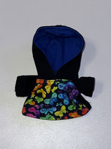 XXS: Kapuzenpullover schwarz mit "Neon Schmetterlingen"