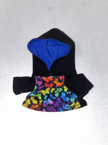 XS: Kapuzenpullover schwarz mit "Neon Schmetterlingen"