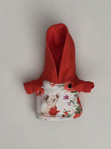 XXS: Kapuzenpullover Rot "Maus mit Roten Blumen"