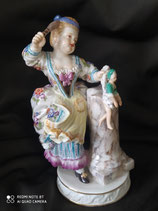 Meissen figura di bambina con bambola