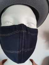Maske 1: Dunkelblau mit goldenen Streifen