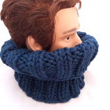 Snood, tour de cou tricoté en laine couleur bleu vert pour homme ou femme