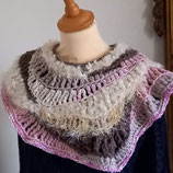 Chauffe épaule femme rose biege et marron en laine