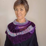 Chauffe épaule femme violet et bordeaux en laine au crochet