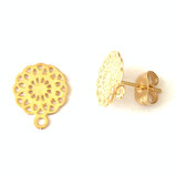 Ohrstecker (1P) - 11mm Edelstahl - golden mit Rückteil